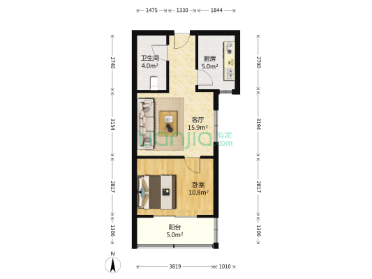 泺祥新区 1室1厅1卫 61平方