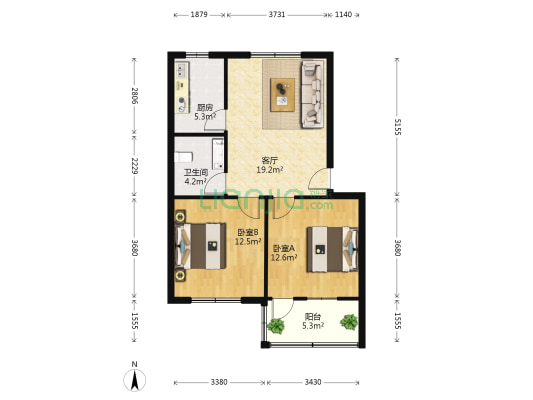 屯北文化大院 2室1厅1卫 78平方