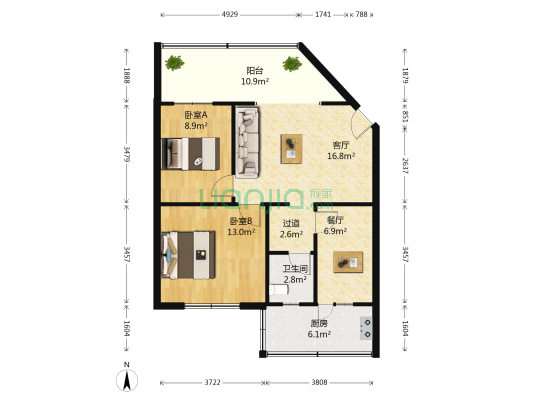 祥和里123号 2室2厅1卫 47平方