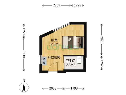 新青年印象 1室0厅1卫 24平方
