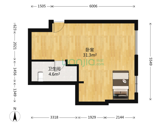 新天地商业广场 1室0厅1卫 56平方