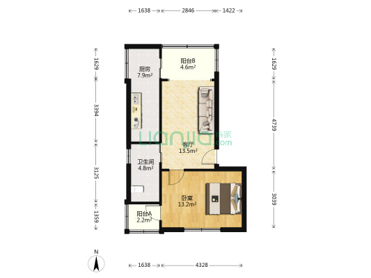 金江街34号 1室1厅1卫 50平方