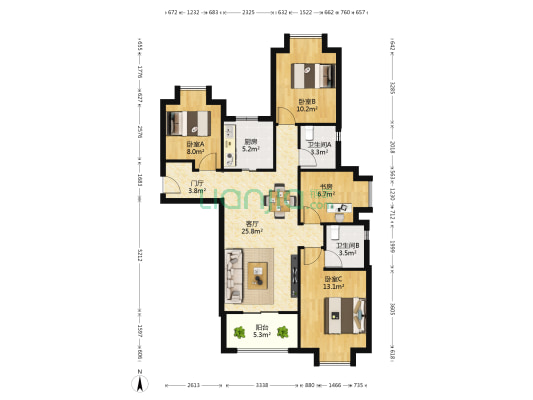 世茂御海墅 4室1厅2卫 116平方