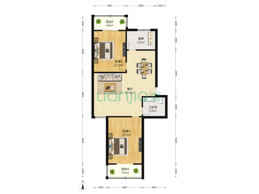 安景苑小区 2室1厅1卫 117平方