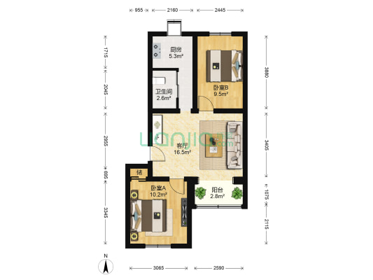 西营前街 2室1厅1卫 66平方