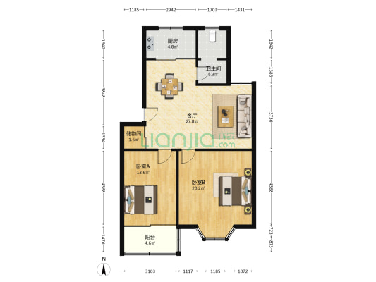 鼎立香榭丽花苑三期 2室1厅1卫 93平方