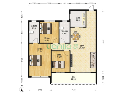 驻马店碧桂园天悦湾 3室1厅2卫 122平方