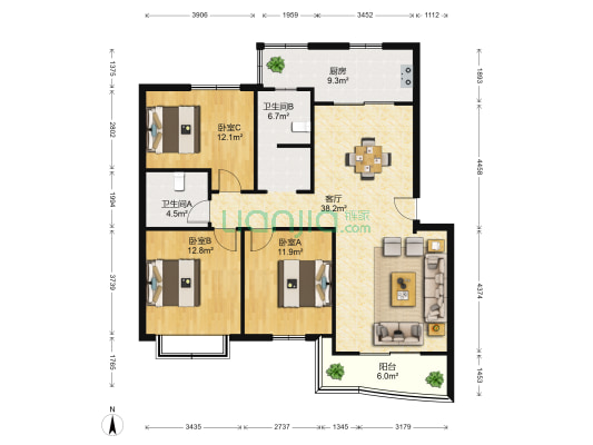 翠林居(武昌) 3室1厅2卫 120平方