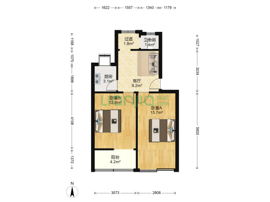 五库村 2室1厅1卫 53平方