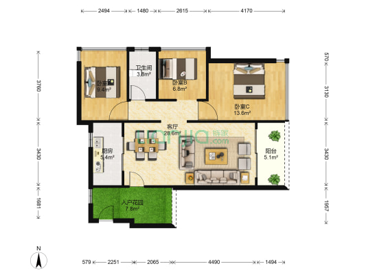 海伦春天一期 3室1厅1卫 95平方