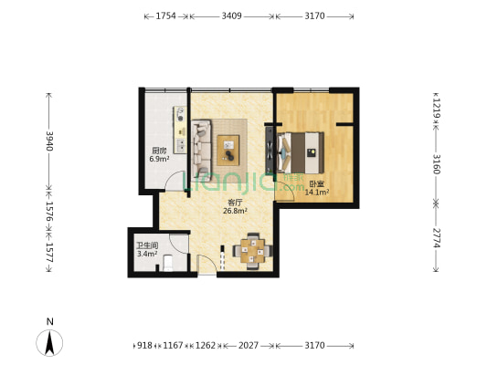 电信局家属院（耿家庄） 1室1厅1卫 66平方