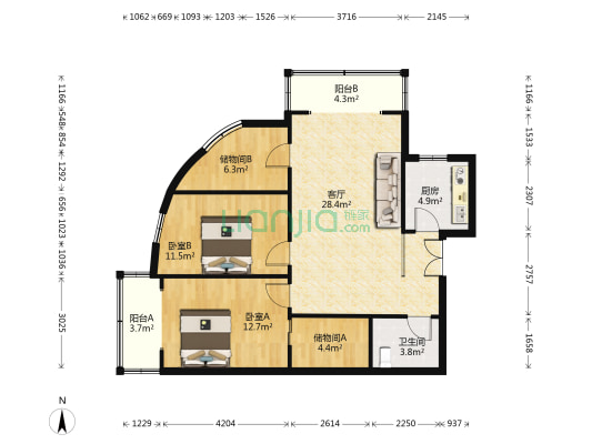 福建大厦 2室1厅1卫 108平方