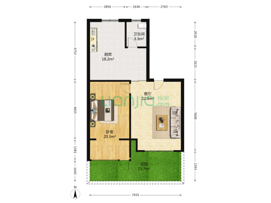 君悦·晟景乐家 1室1厅1卫 74平方