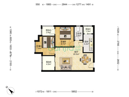 西泽雅苑 2室1厅1卫 63平方