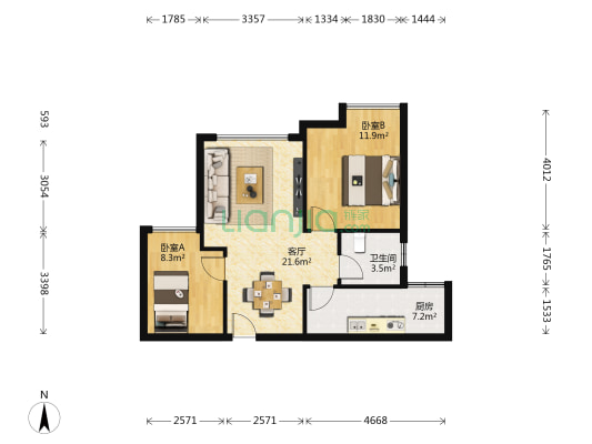 石龙小区 2室1厅1卫 65平方
