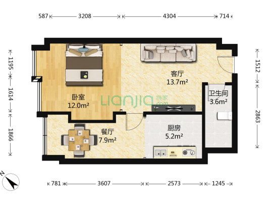 SG珊顿道 1室2厅1卫 54平方