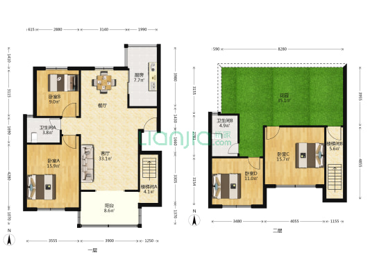 水印长滩 4室1厅2卫 112平方