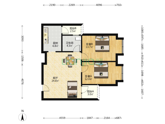 康园小区 2室1厅1卫 86平方