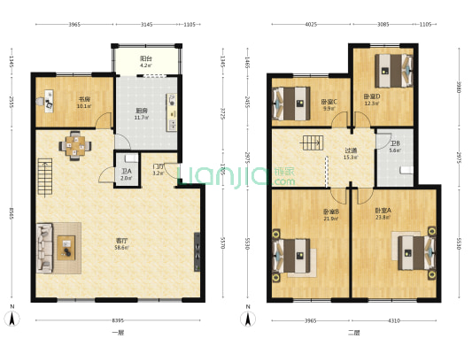 东街三巷68号 5室1厅2卫 209平方