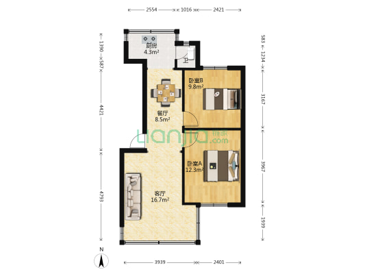 昆明化油器厂宿舍 2室2厅1卫 48平方