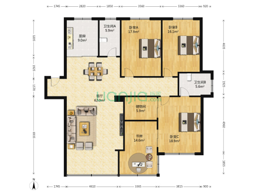 啤酒城宿舍 4室1厅2卫 0平方