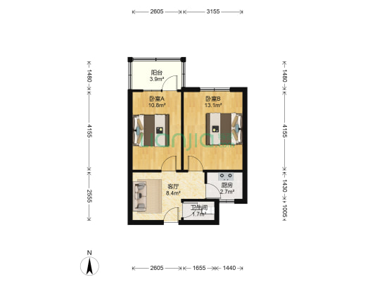 和平小区西区 2室1厅1卫 48平方