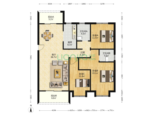 瓯畔雅苑 3室1厅2卫 142平方