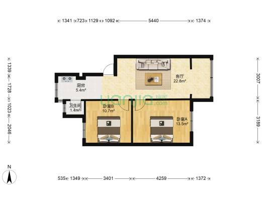 市东路19号 2室1厅1卫 67平方
