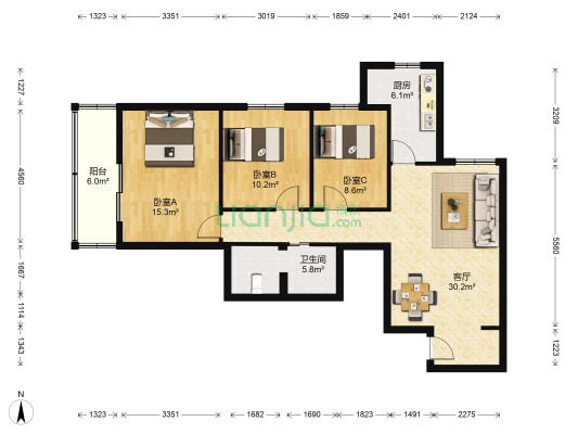 育慧里一区 3室1厅1卫 119平方