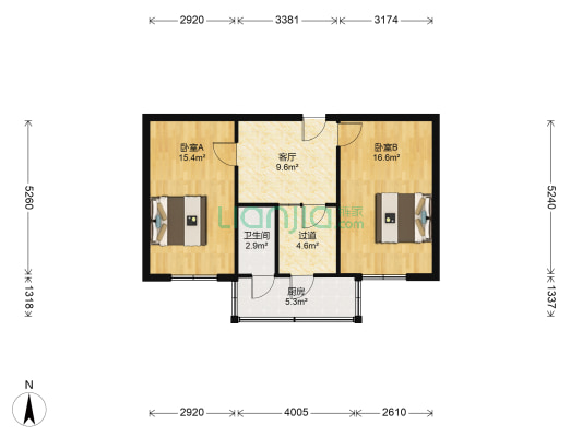 楼前居民小区 2室1厅1卫 75平方
