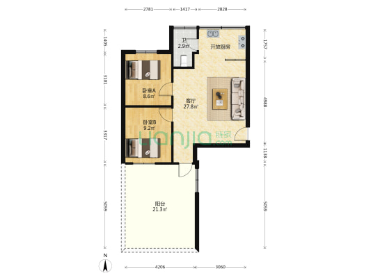 西南街第十四小区 2室1厅1卫 52平方