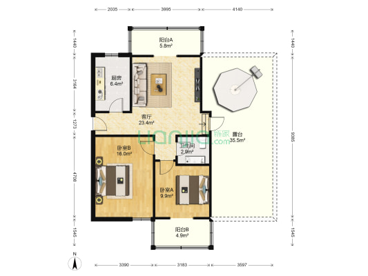 三兴园 2室1厅1卫 87平方