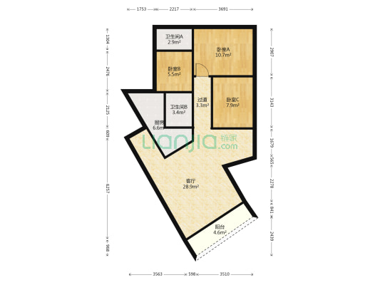 阳光花园（环山路） 3室1厅2卫 109平方