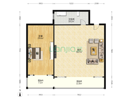 长业大厦 1室1厅1卫 913平方