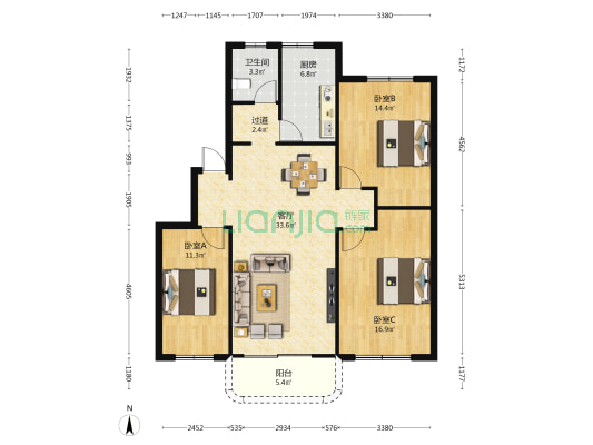 利民公寓 3室1厅1卫 112平方