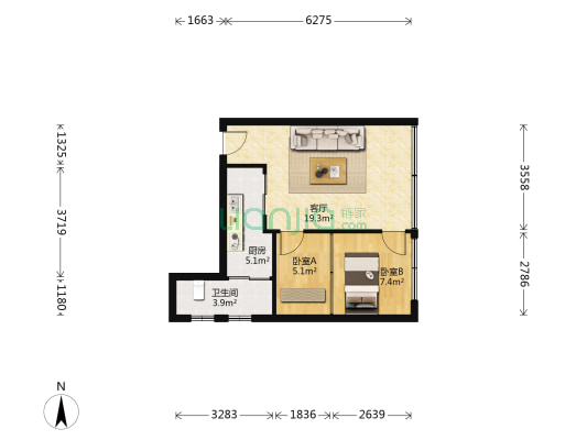 惠怡楼 2室1厅1卫 54平方