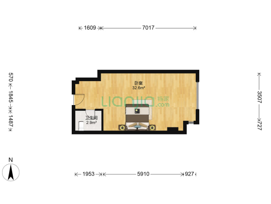 华东万和城 1室0厅1卫 49平方