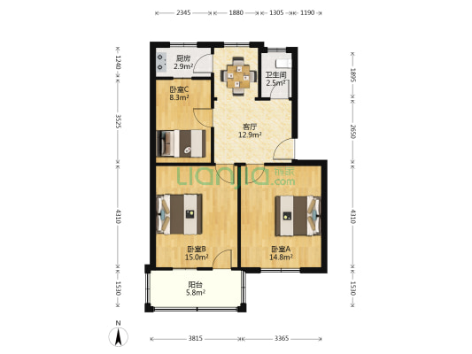 长河新路22号 3室1厅1卫 70平方