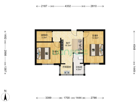 杨柳街 2室1厅1卫 57平方