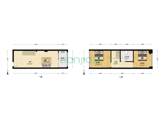 南国北都城市广场 2室1厅1卫 45平方