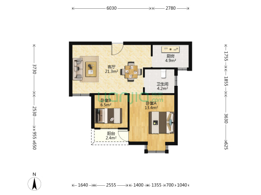 蠡湖人家 2室1厅1卫 67平方