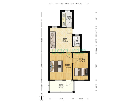 群力里小区 2室1厅1卫 58平方