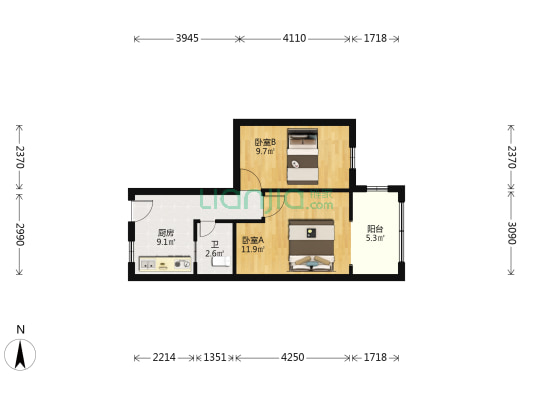 解放路33号 2室0厅1卫 48平方