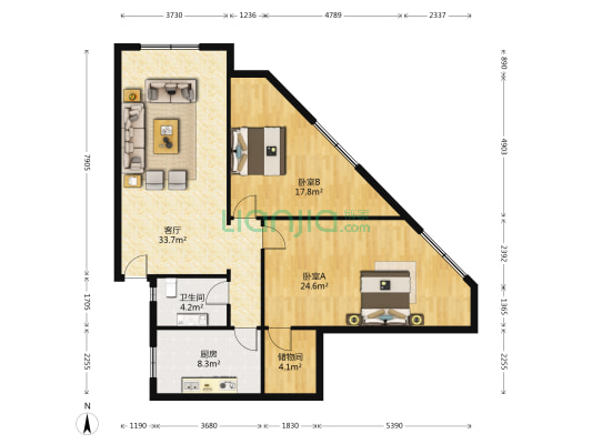 长运大院 2室1厅1卫 115平方