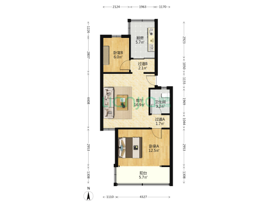 勤远里 2室1厅1卫 69平方