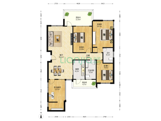 伊甸家园 4室1厅2卫 135平方