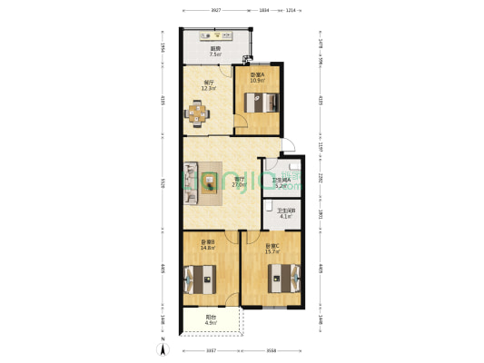 融侨路41号 3室2厅2卫 121平方