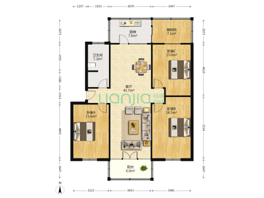 英西南路4号 3室1厅1卫 139平方