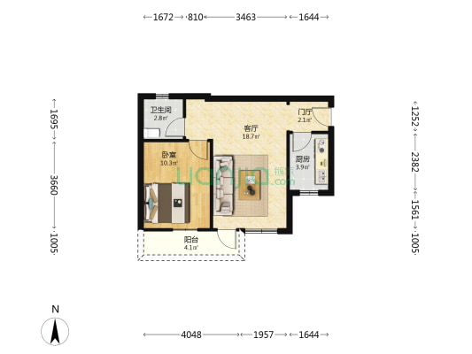 沙头二街 1室1厅1卫 57平方