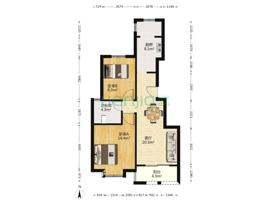 馨良苑 2室1厅1卫 82平方